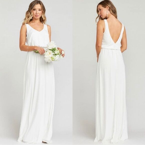 Show Me Your Mumu Kendall Maxi Dress Wedding cake Chiffon White NWT Small - Picture 2 of 8
